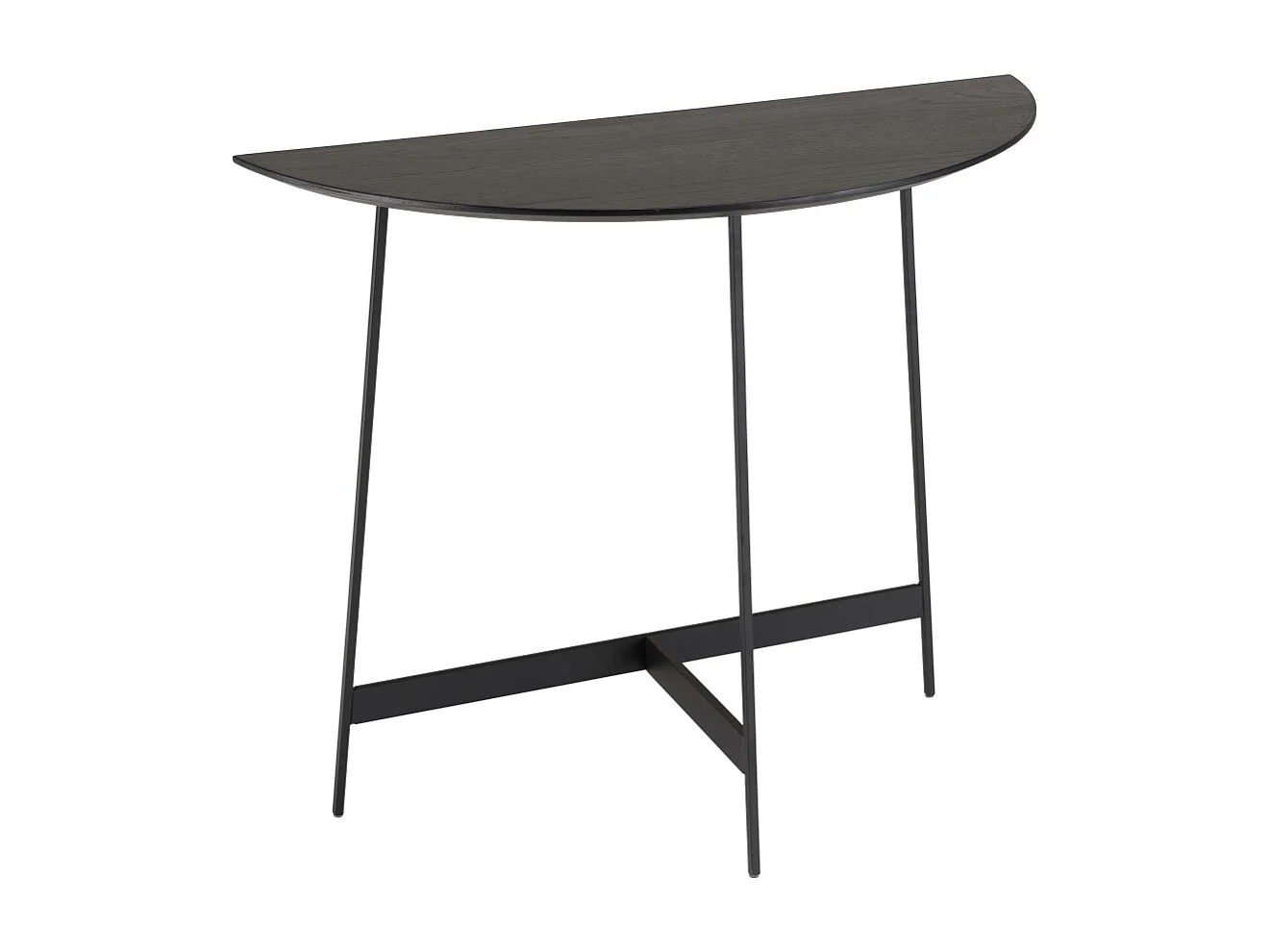 DALY - Console demi-lune en bois noire 83x35cm piètement métal