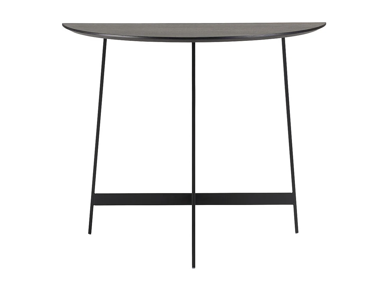 DALY - Console demi-lune en bois noire 83x35cm piètement métal