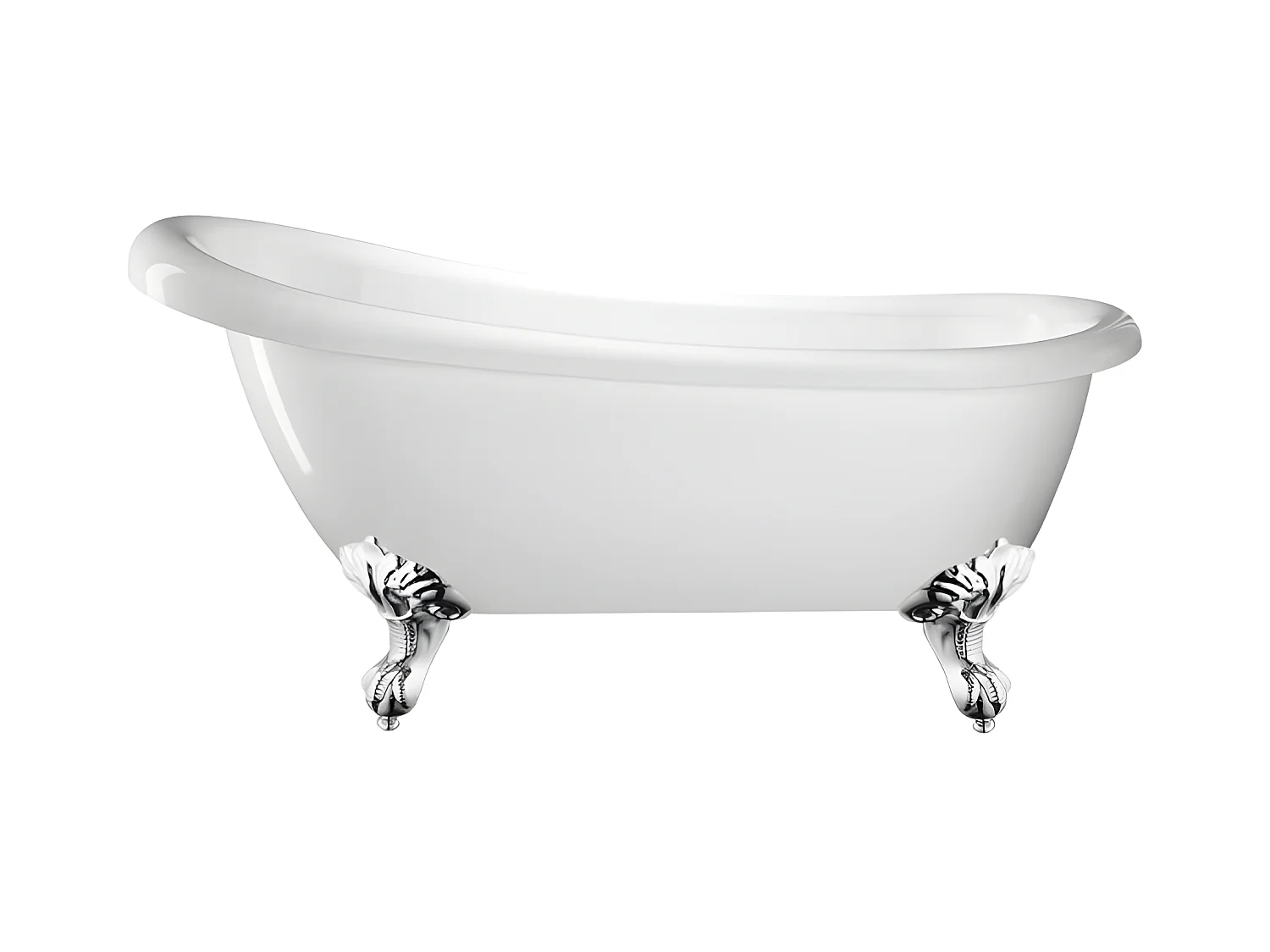 Baignoire ancienne rétro sur pieds RICHMOND Blanche 155 cm Pieds d'Aigle Chromés