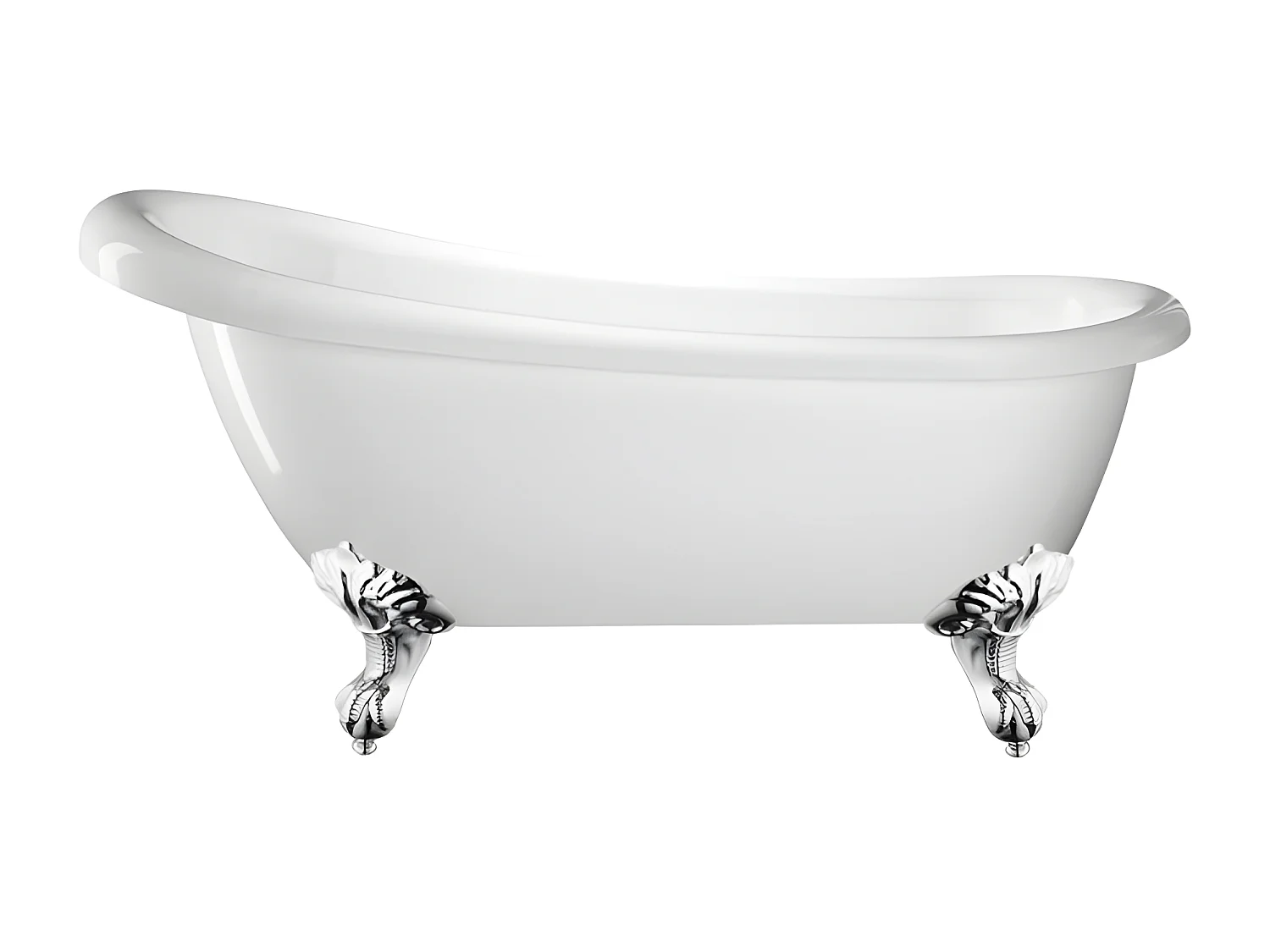 Freistehende Badewanne mit Füßen RICHMOND Adlerfüße CHROM 155 cm