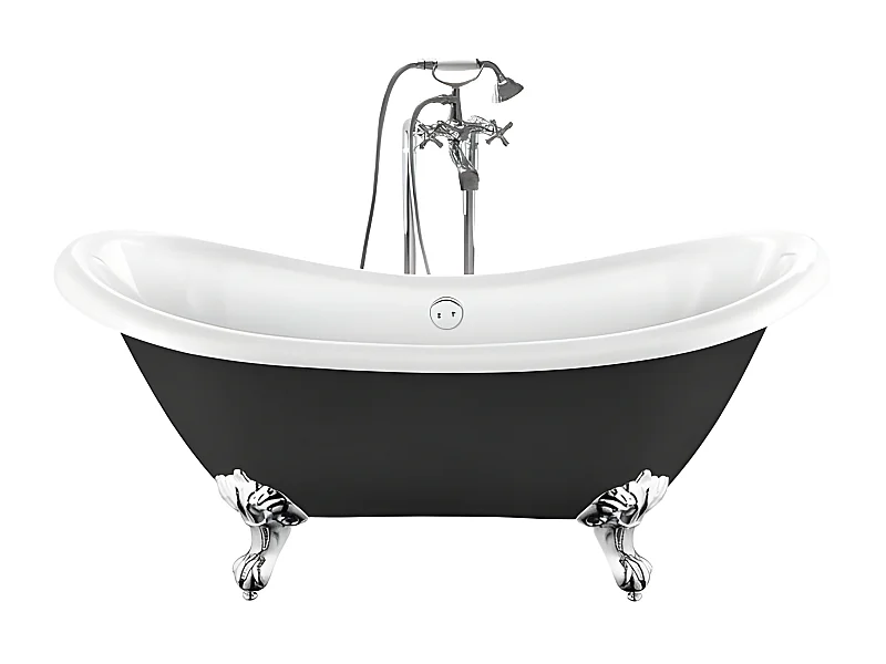Freistehende Badewanne mit Füßen DARLINGTON SCHWARZ Adlerfüße CHROM 175 cm