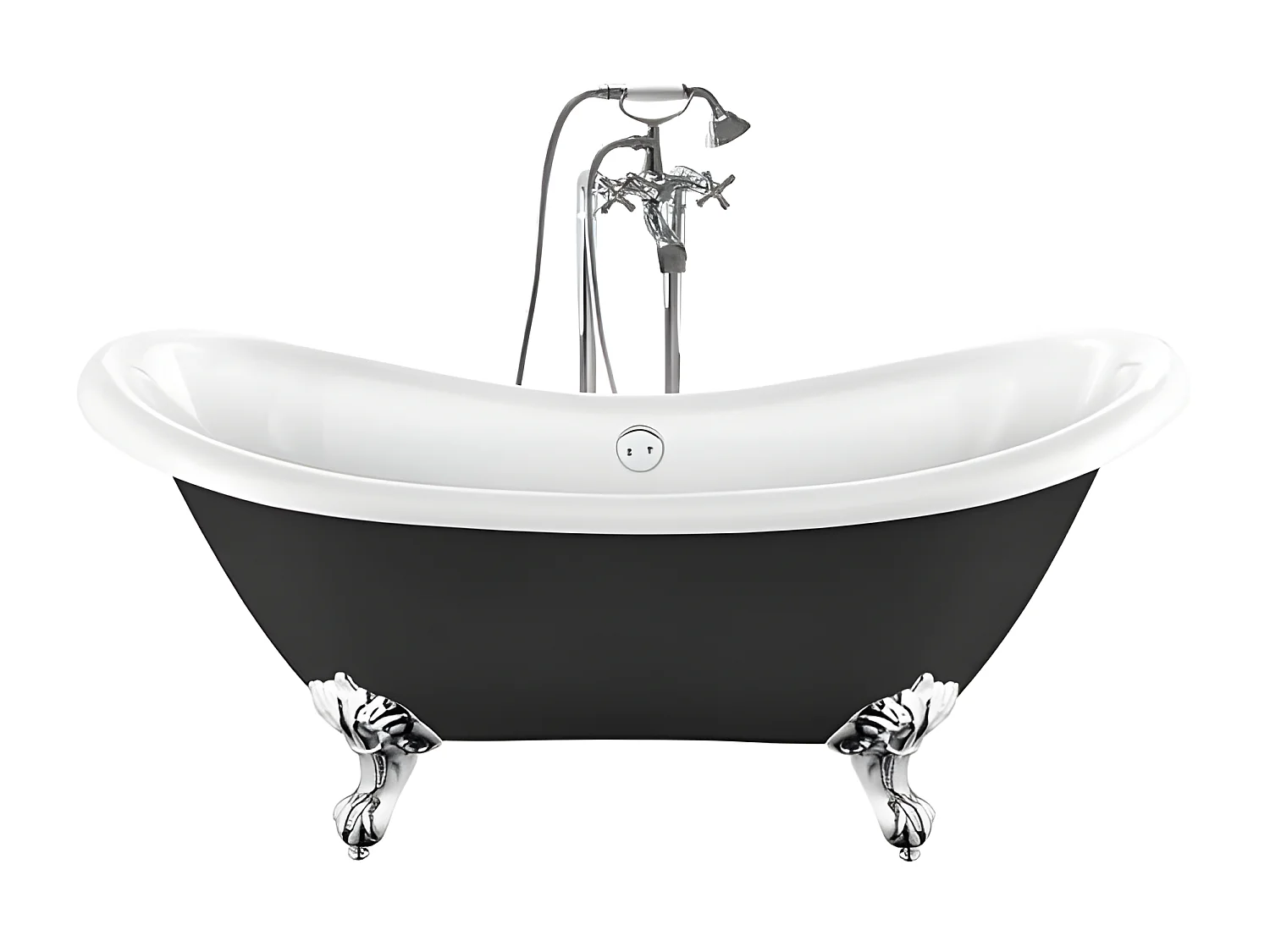 Vasca da bagno freestanding stile classico con piedini DARLINGTON nera 175 cm Piedini di aquila Cromati