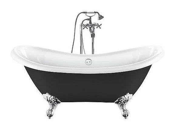 Baignoire sur pieds rétro DARLINGTON Noire 175 cm Pieds d'Aigle Chromés
