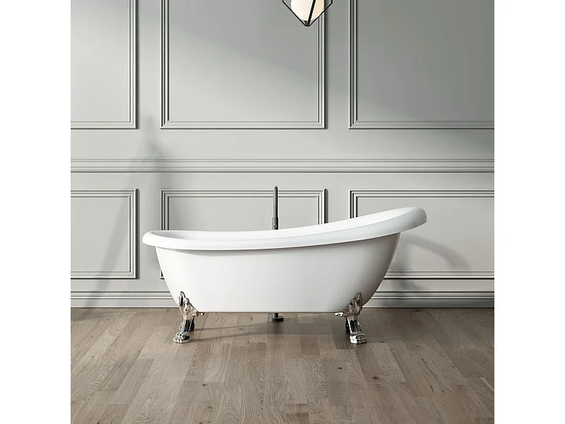 Vasca da bagno freestanding stile classico con piedini RICHMOND Bianca 155 cm Piedini di leone Cromati