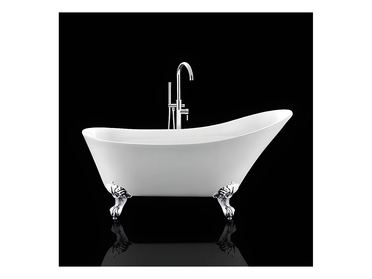 Baignoire ancienne rétro sur pieds BALMAIN Blanche 161 cm Pieds d'Aigle Chromés