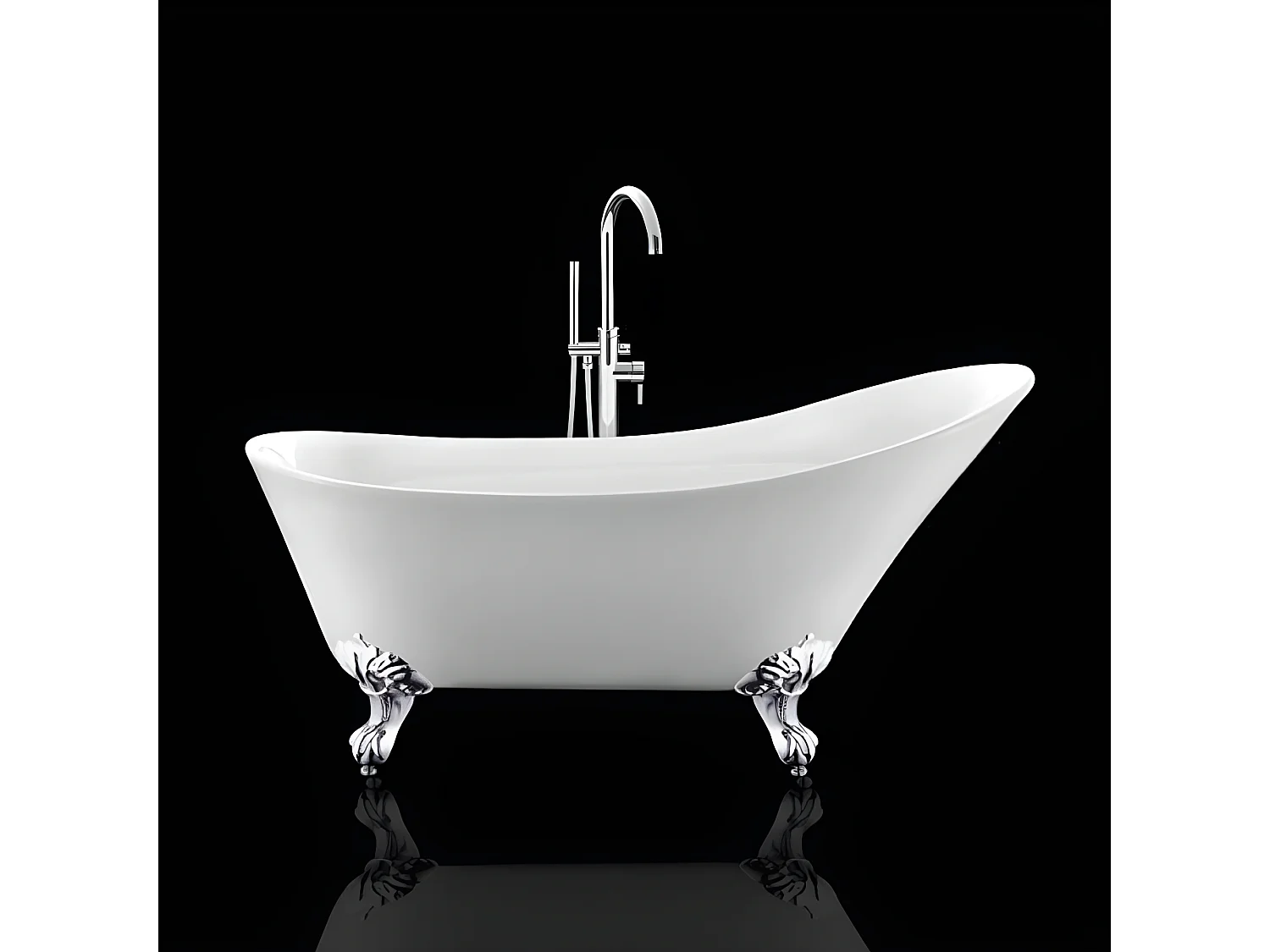 Freistehende Badewanne mit Füßen BALMAIN Adlerfüße CHROM 161 cm
