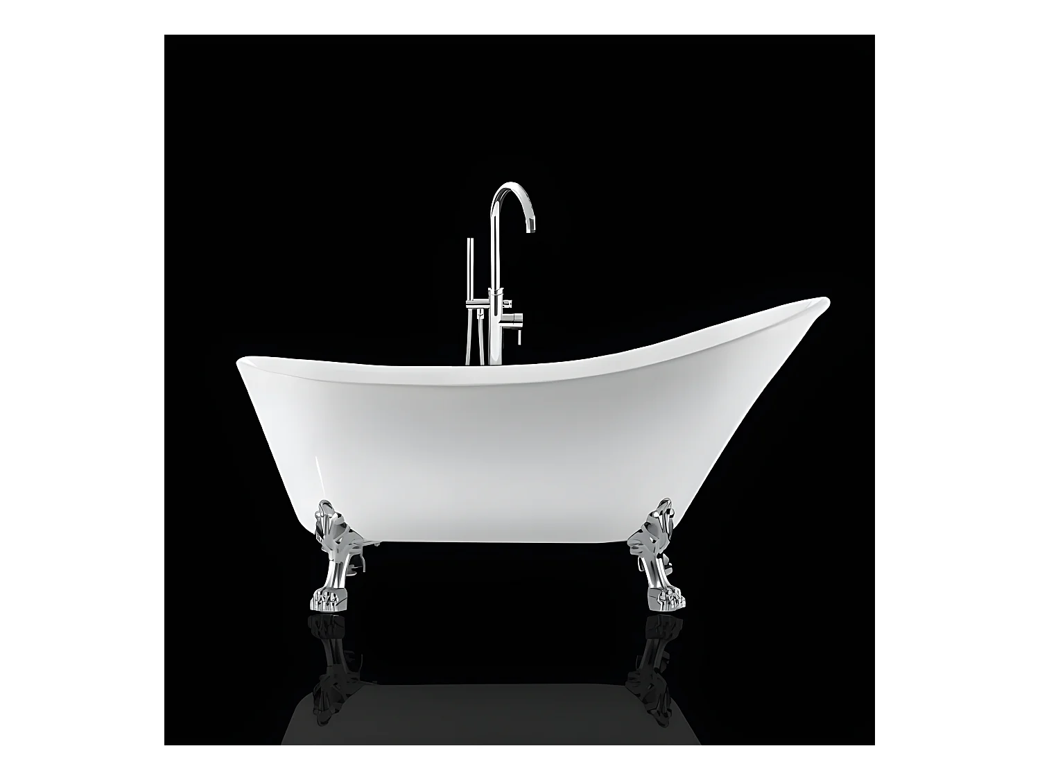 Baignoire ancienne rétro sur pieds BALMAIN Blanche 161 cm Pieds de Lion Chromés