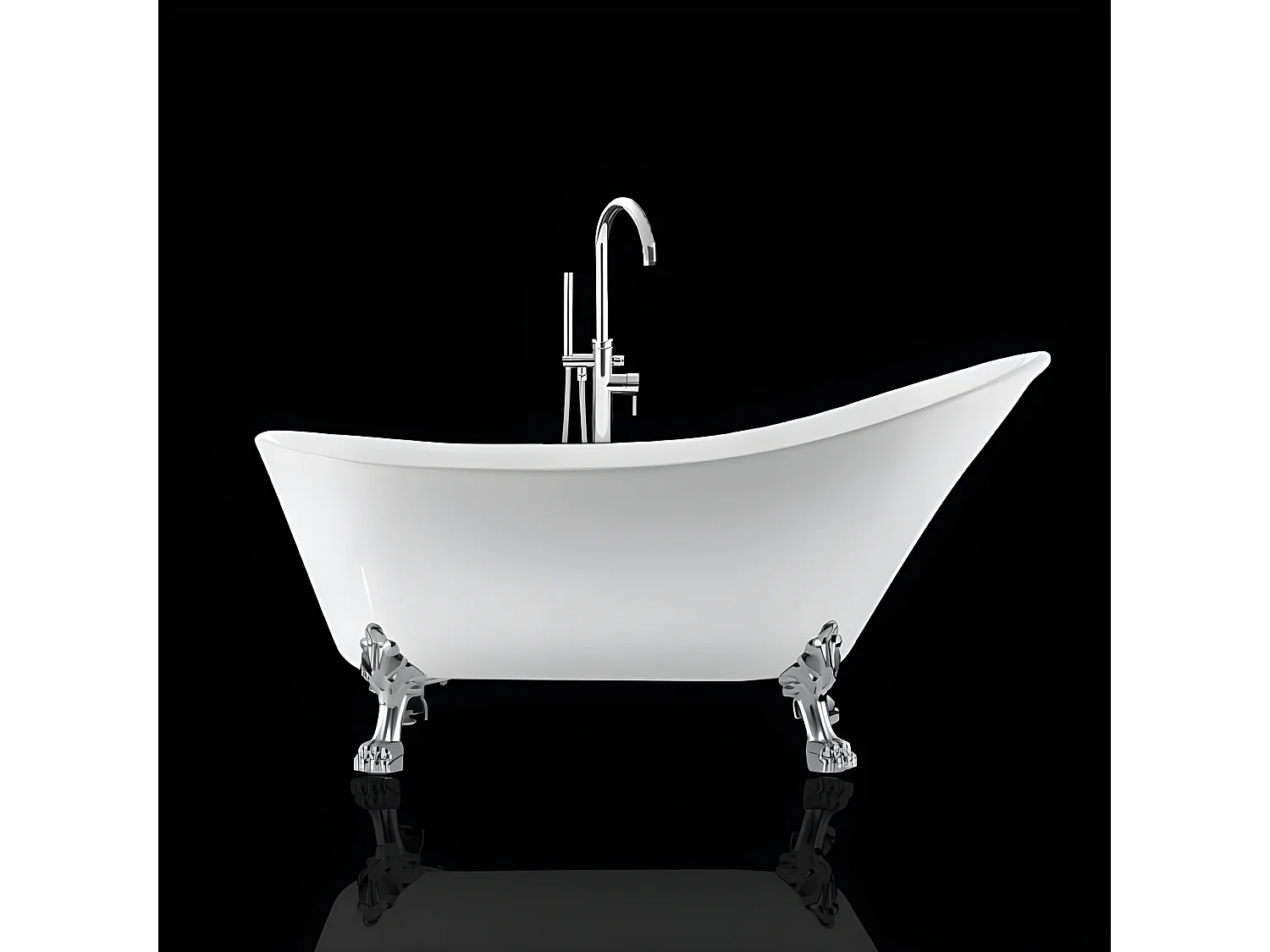 Freistehende Badewanne mit Füßen BALMAIN Löwenfüße CHROM 161 cm