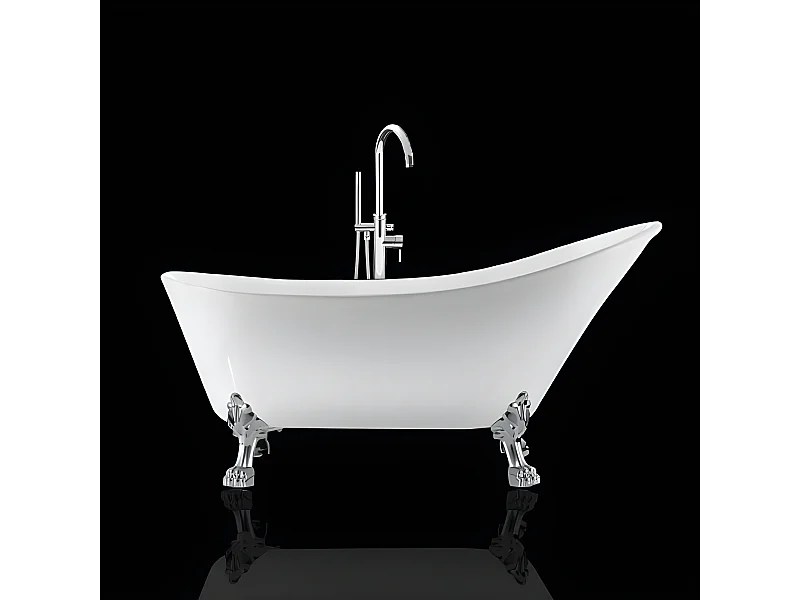 Freistehende Badewanne mit Füßen BALMAIN Löwenfüße CHROM 161 cm