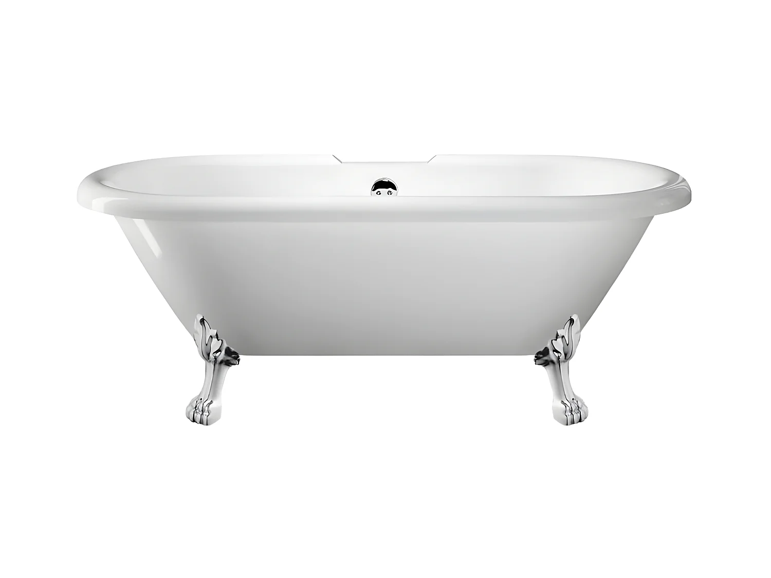 Baignoire ancienne rétro sur pieds CHELSEA Blanche 154 cm Pieds de Lion Chromés