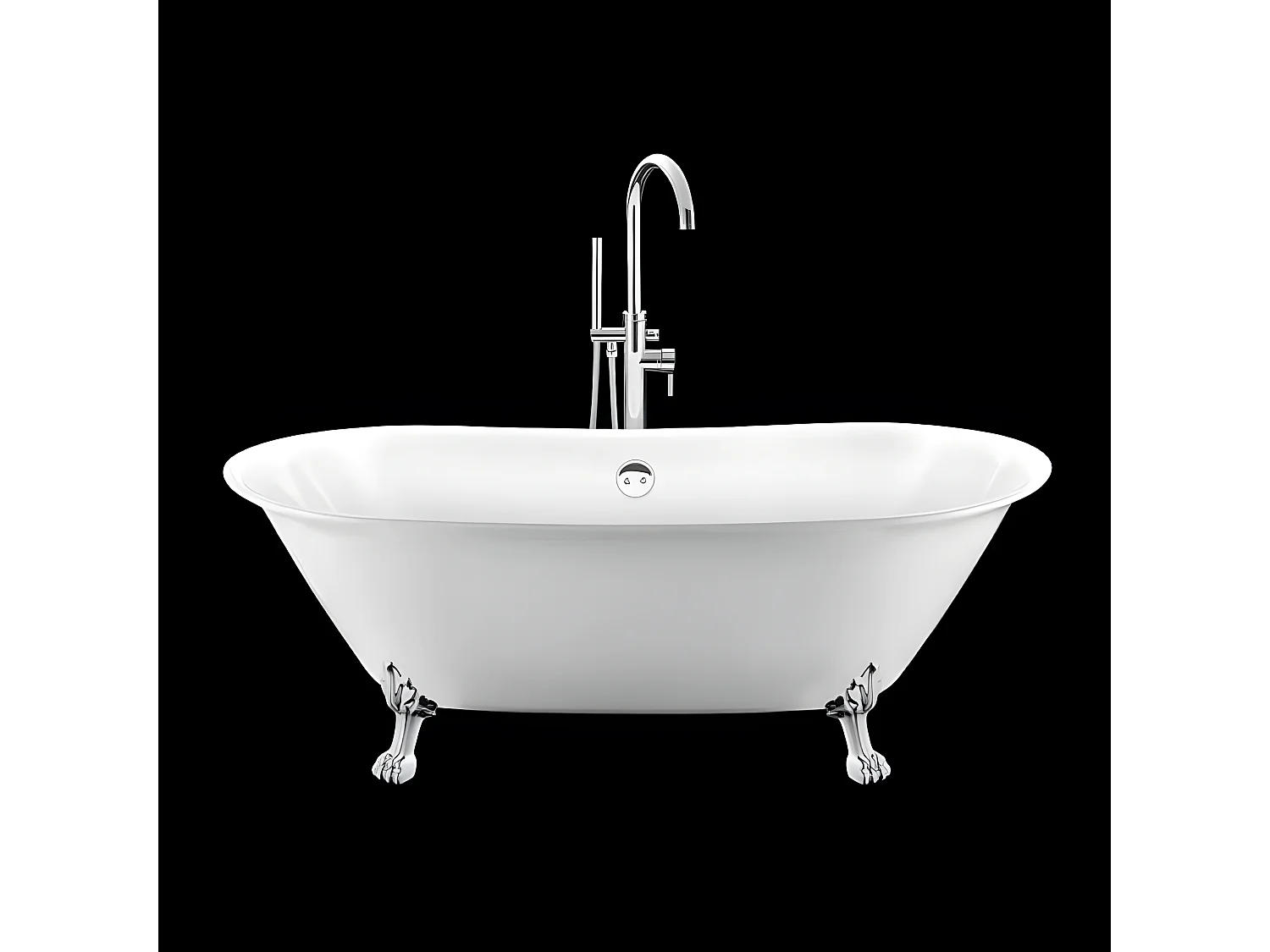 Freistehende Badewanne mit Füßen SURRY HILLS Löwenfüße CHROM 165 cm