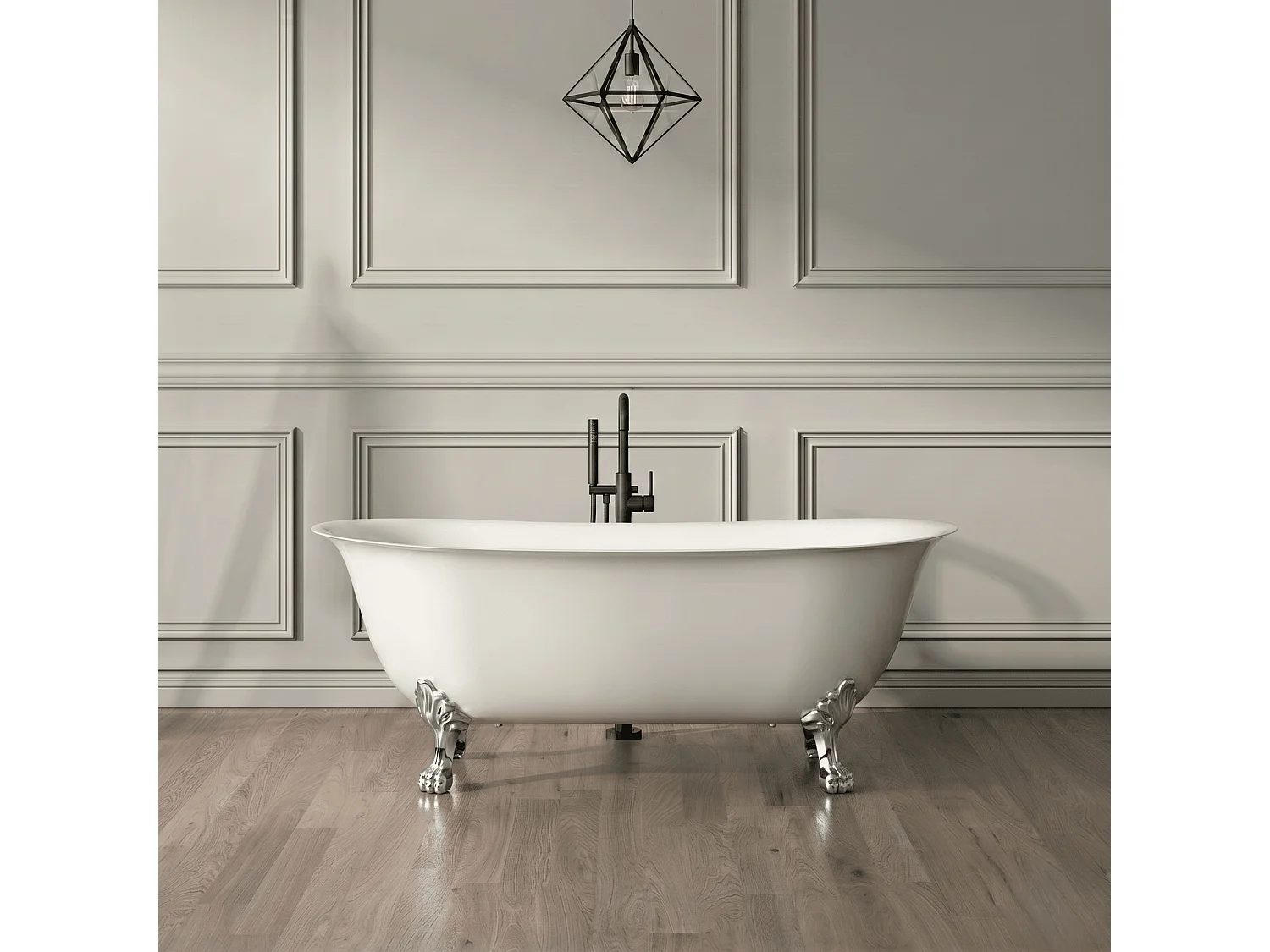 Vasca da bagno freestanding stile classico con piedini SURRY HILLS bianca 165 cm Piedini di Leone Cromati