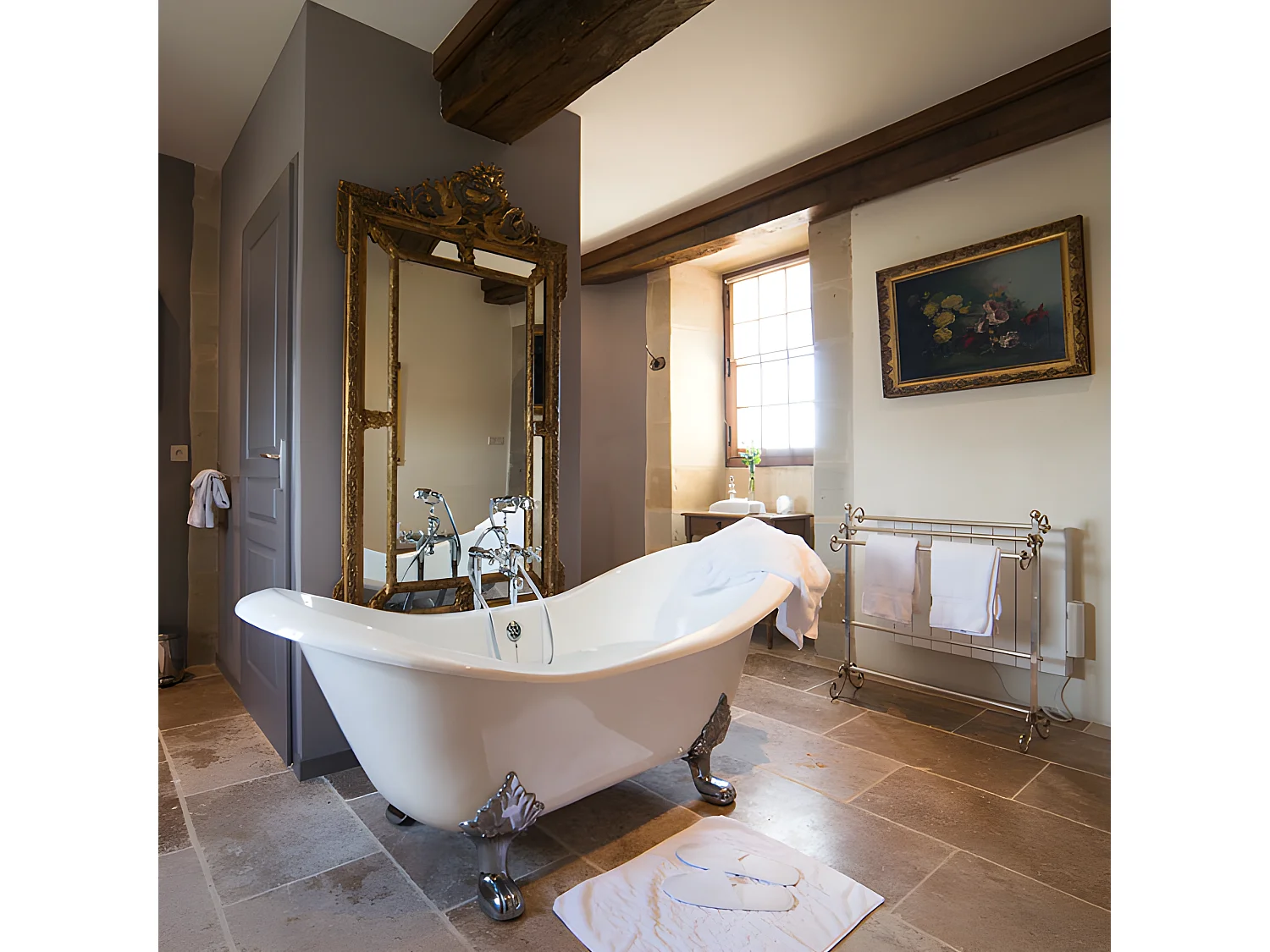 Freistehende Gusseisen Badewanne KINGSTON schwarz Füße CHROM 182 cm