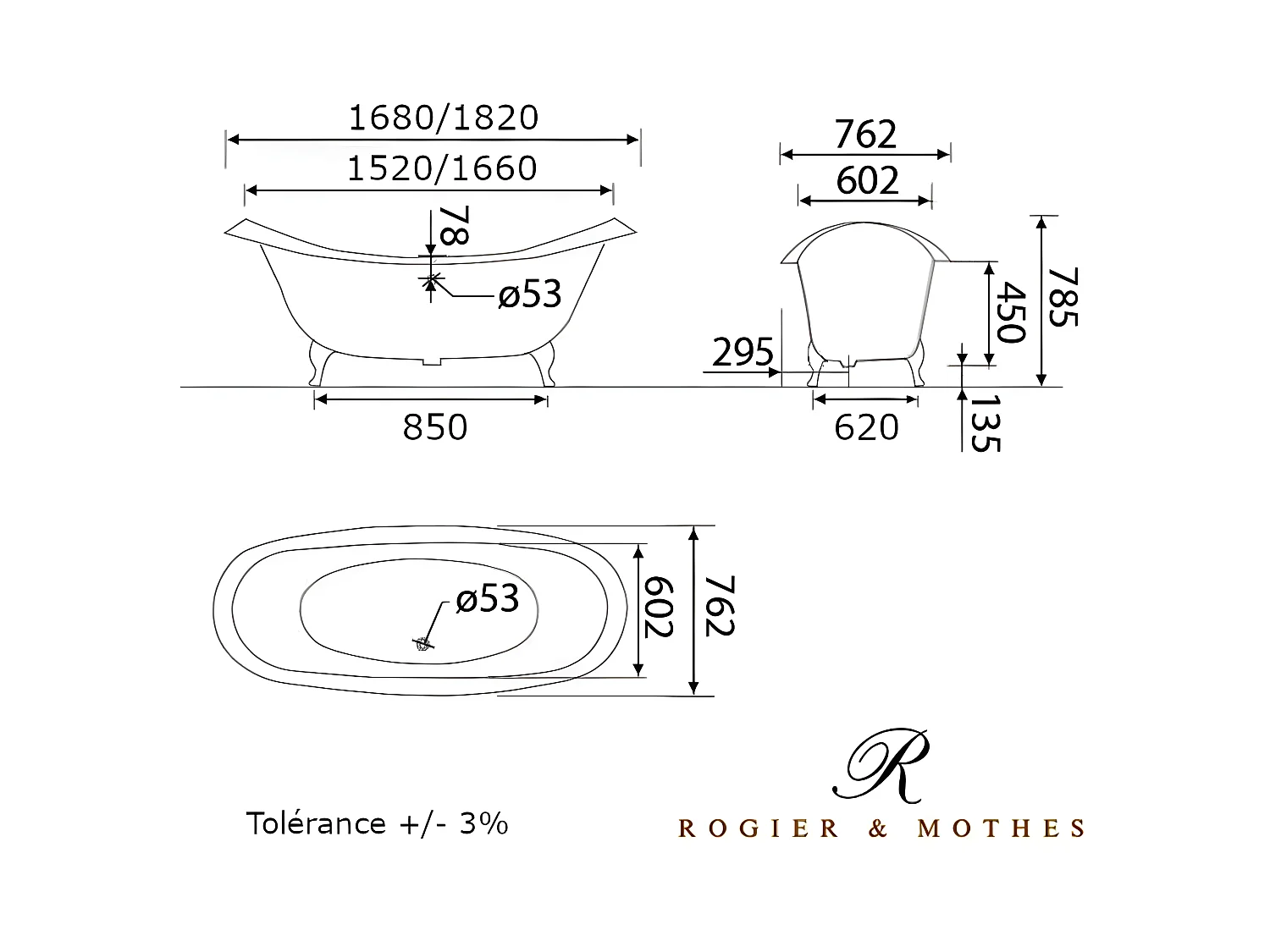 Freistehende Gusseisen Badewanne KINGSTON schwarz Füße CHROM 182 cm