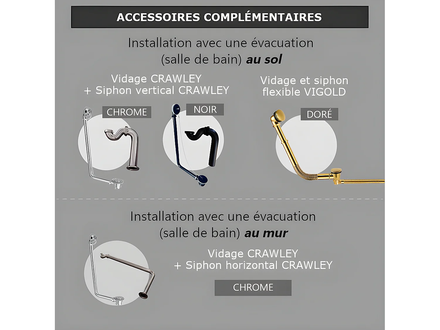 Freistehende Gusseisen Badewanne KINGSTON schwarz Füße CHROM 182 cm