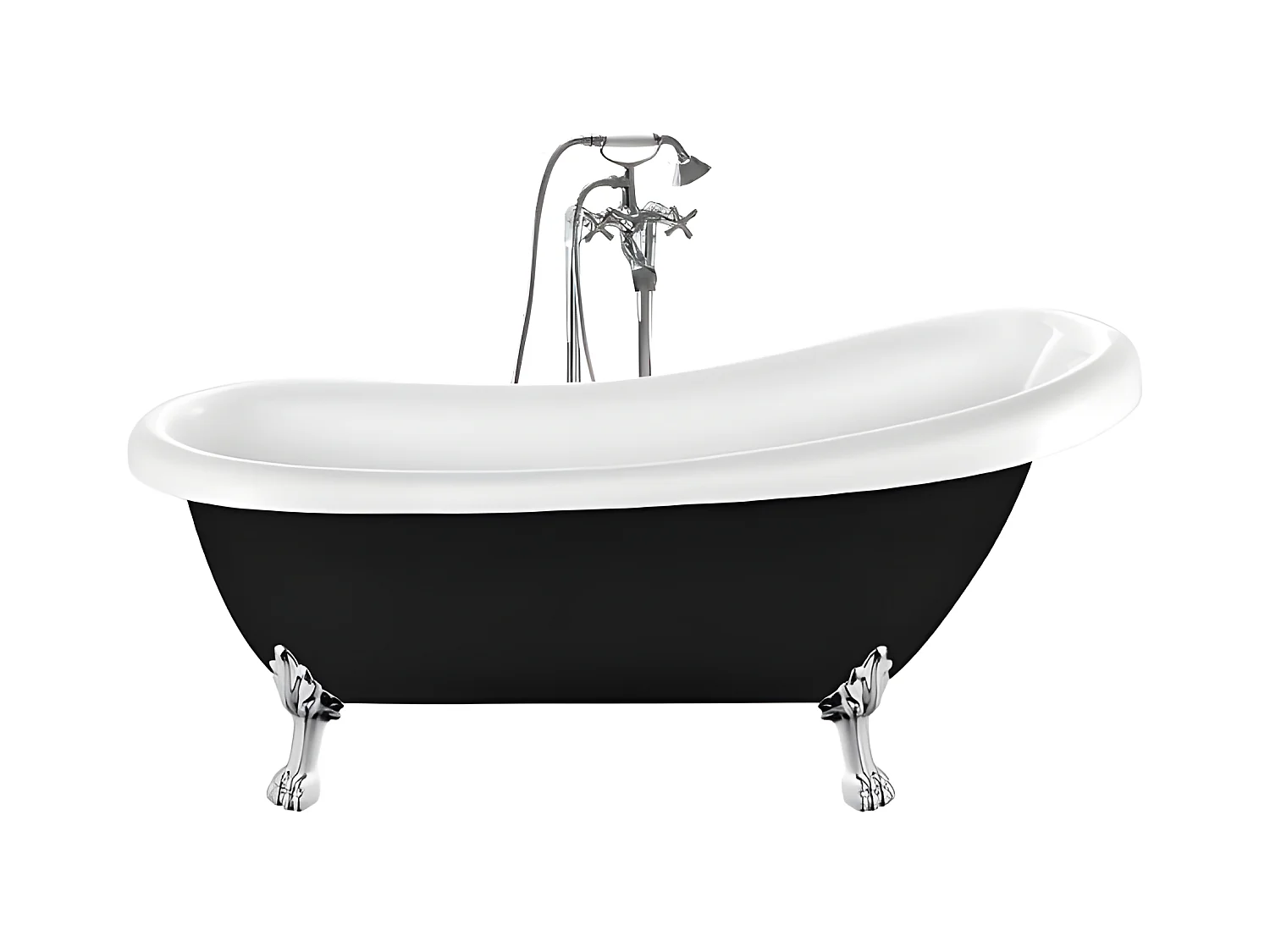 Baignoire ancienne rétro sur pieds RICHMOND Noire 171 cm Pieds de Lion Chromés