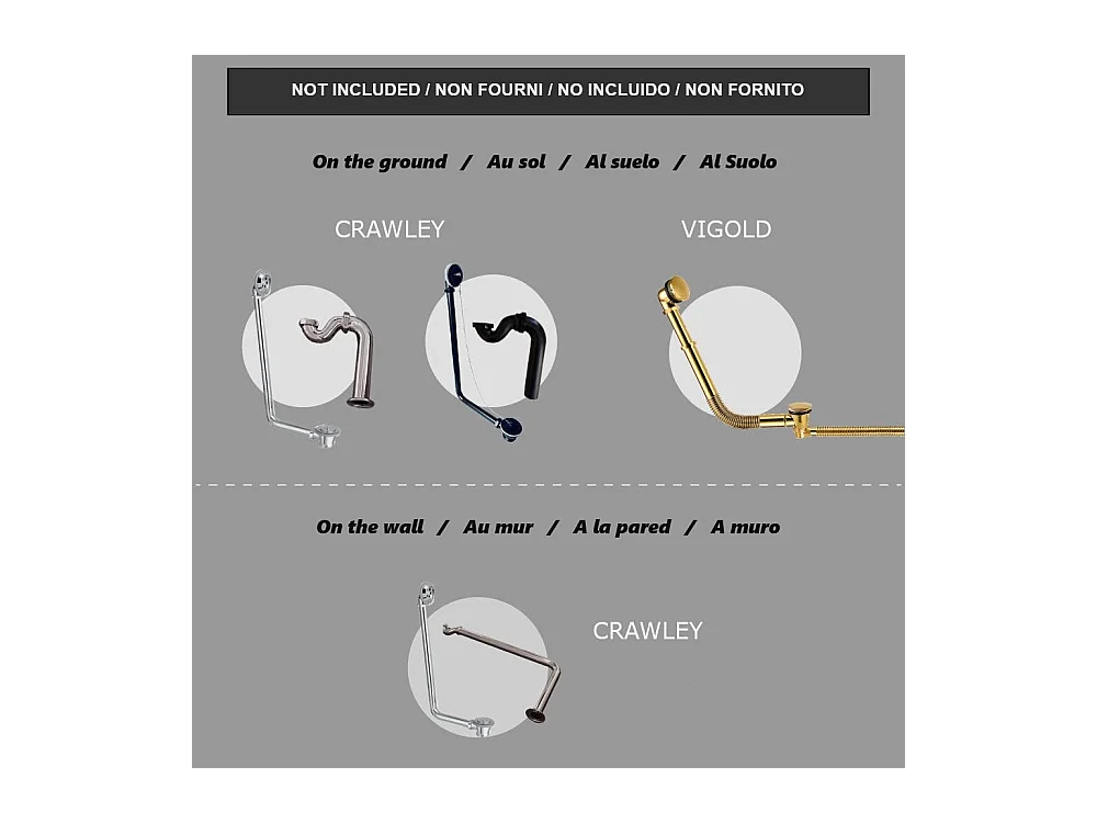 Baignoire ancienne rétro sur pieds RICHMOND Blanche 171 cm Pieds d'Aigle Chromés