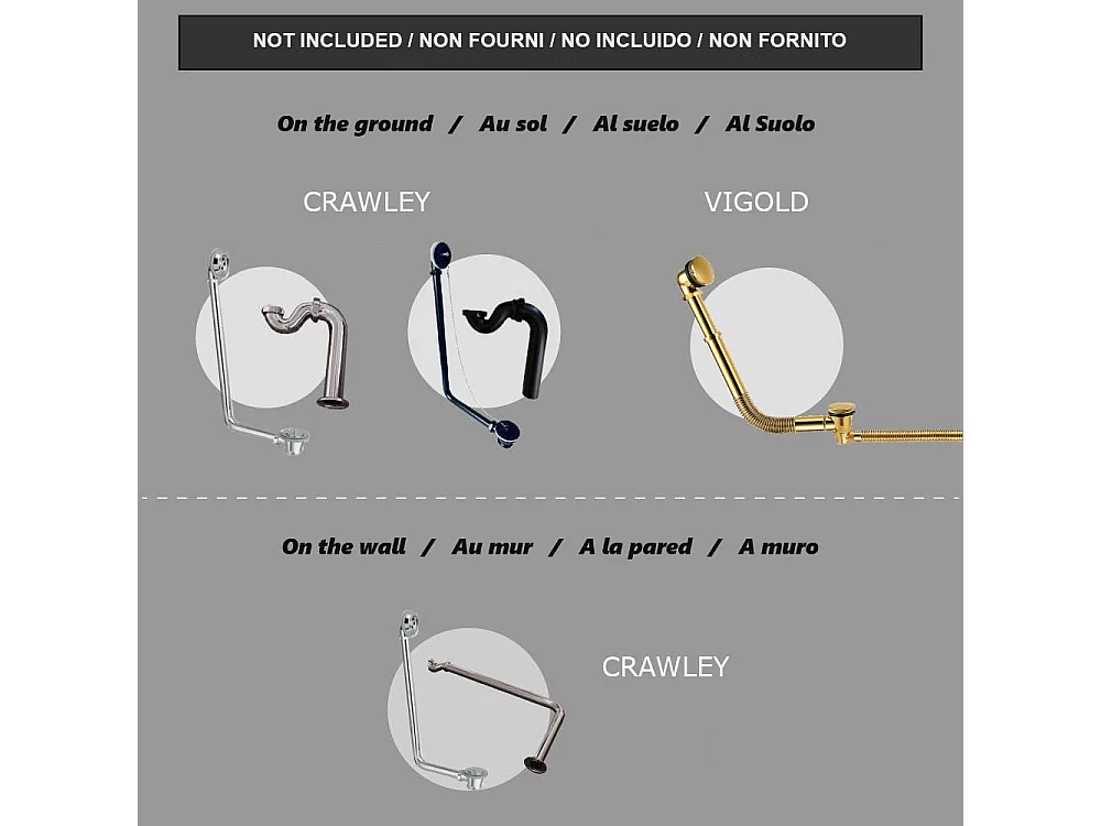 Bañera con patas RICHMOND  171 cm patas ÁGUILA CROMADAS