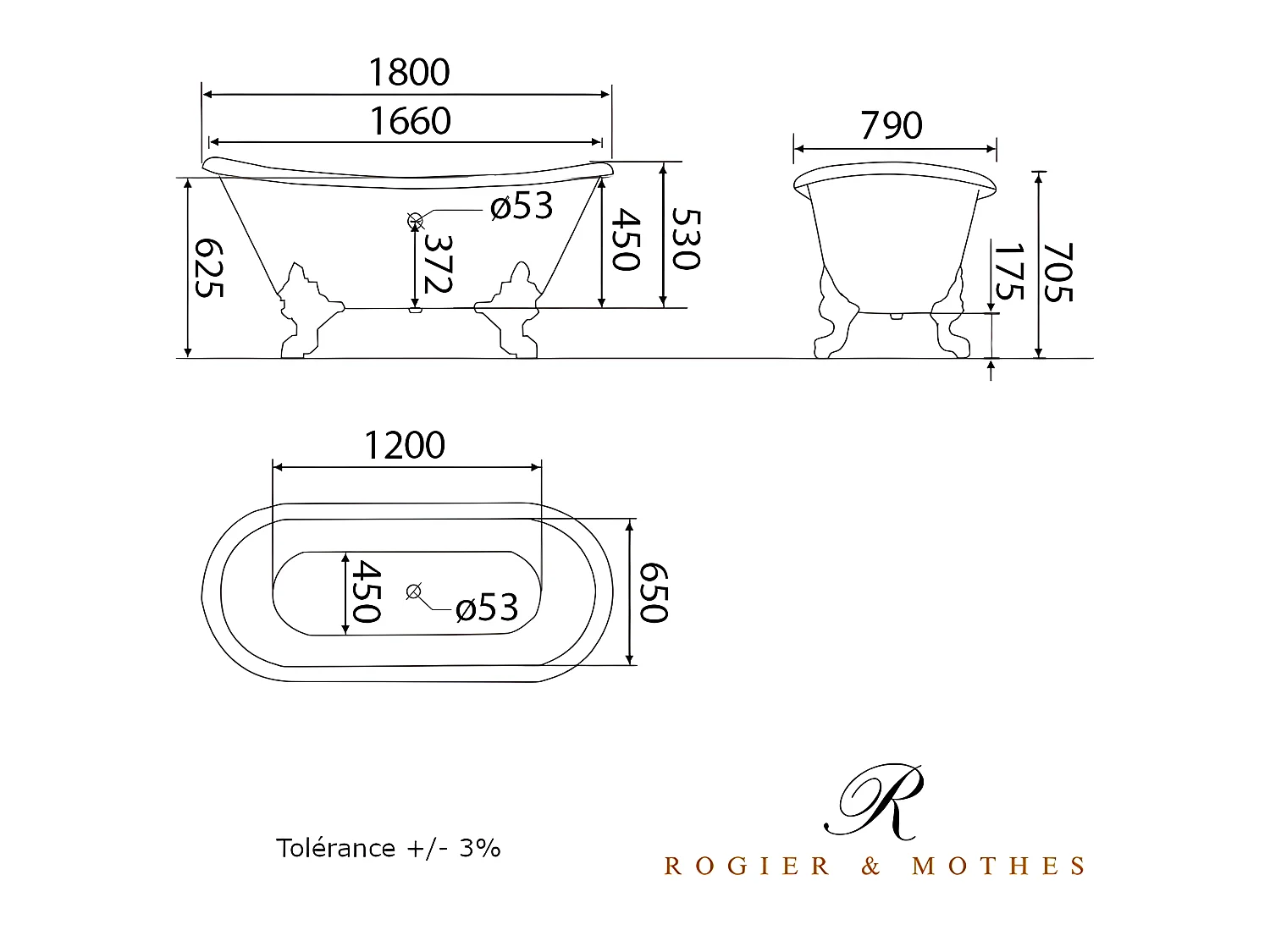 Freistehende Gusseisen Badewanne BRADFORD weiß Füße CHROM 180 cm
