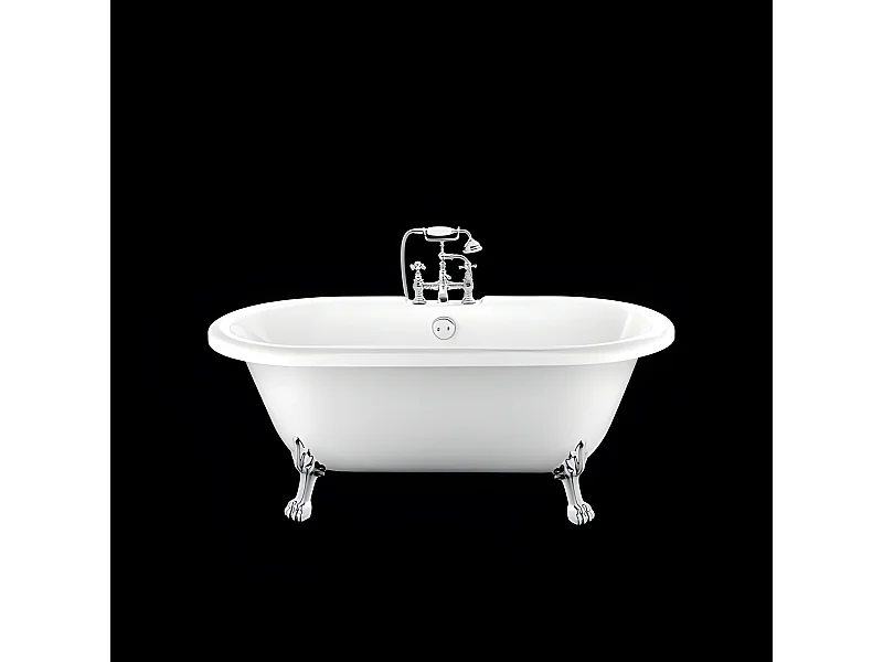 Baignoire ancienne rétro sur pieds CHELSEA Blanche 170 cm Pieds de Lion Chromés