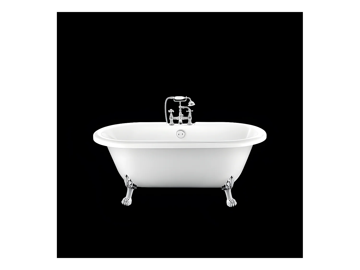 Baignoire ancienne rétro sur pieds CHELSEA Blanche 170 cm Pieds de Lion Chromés