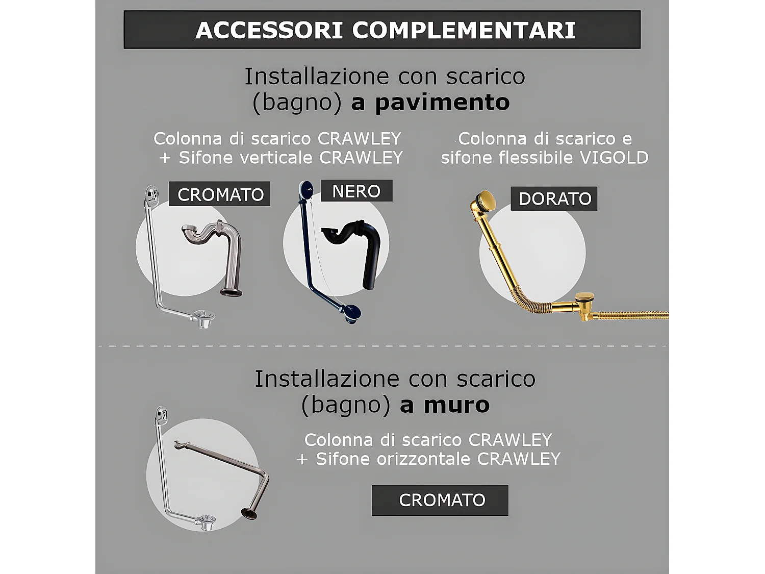 Vasca da bagno freestanding stile classico con piedini CHELSEA Bianca 170 cm Piedini di leone Cromati