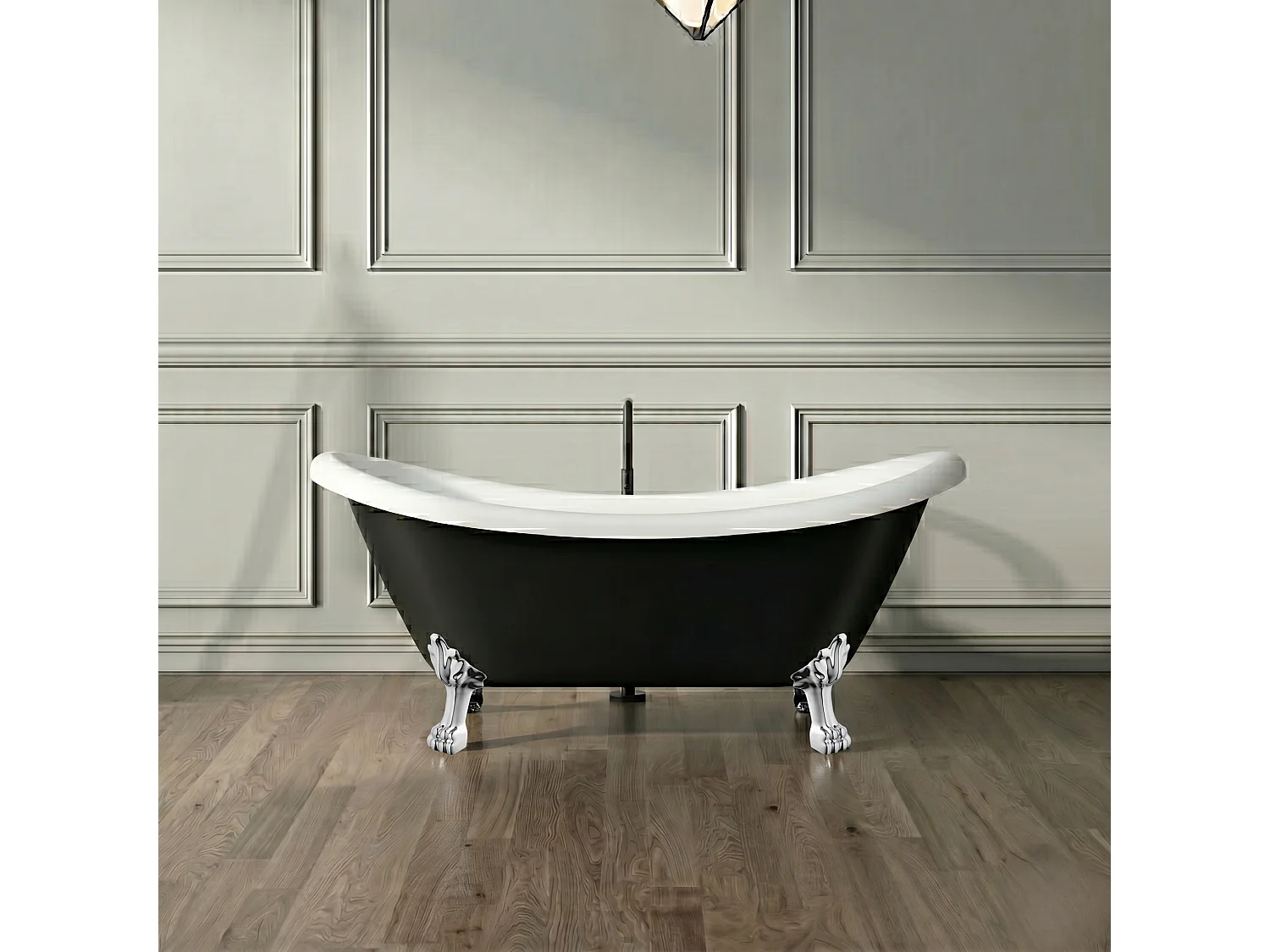 Vasca da bagno freestanding stile classico con piedini DARLINGTON nera 175 cm Piedini di leone Cromati