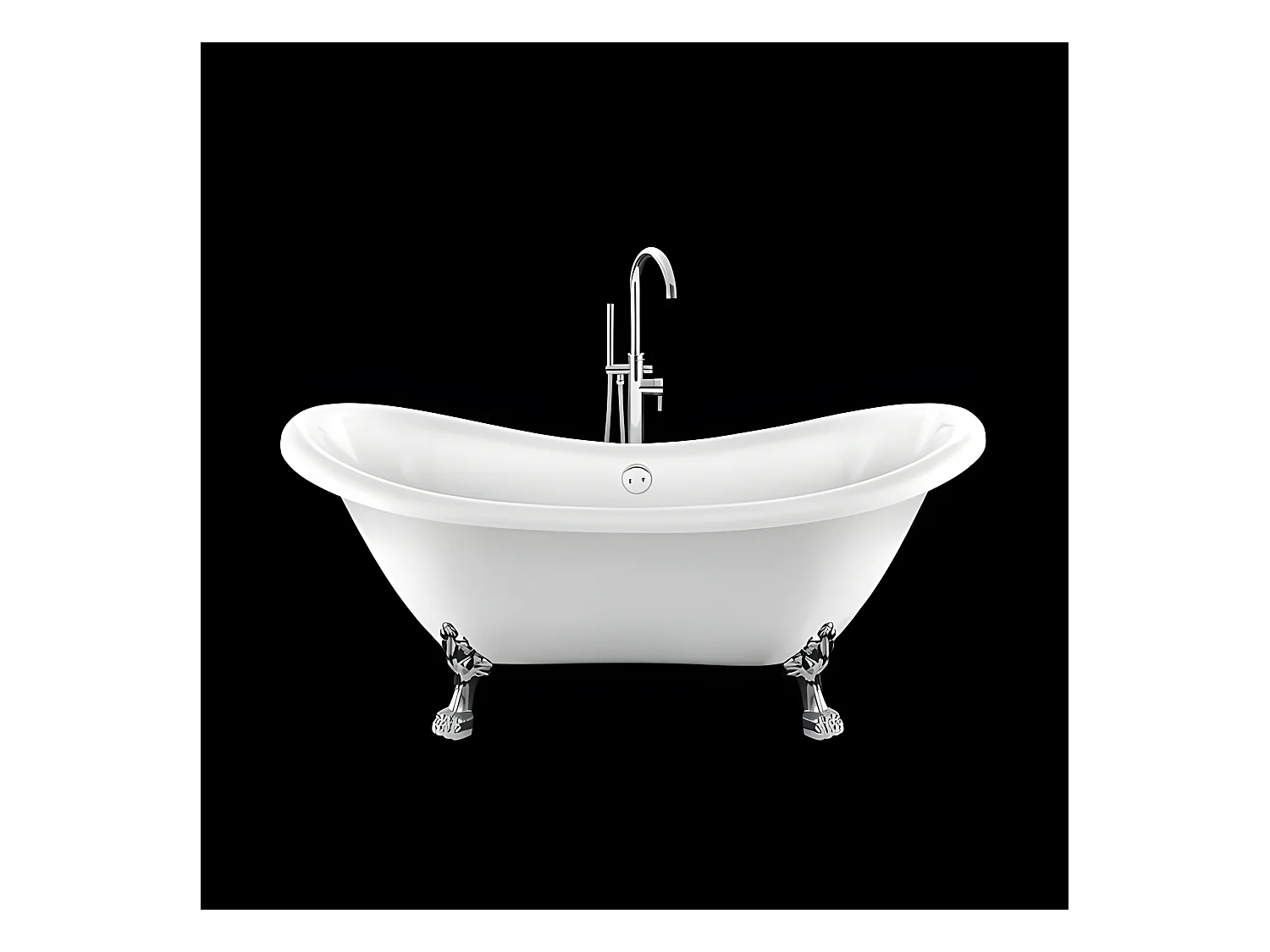 Baignoire ancienne rétro sur pieds DARLINGTON Blanche 175 cm Pieds de Lion Chromés