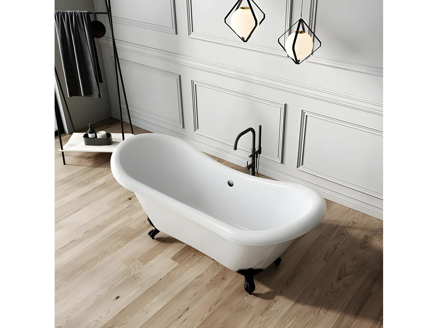 Bañera con patas DARLINGTON  175 cm patas LEÓN CROMADAS