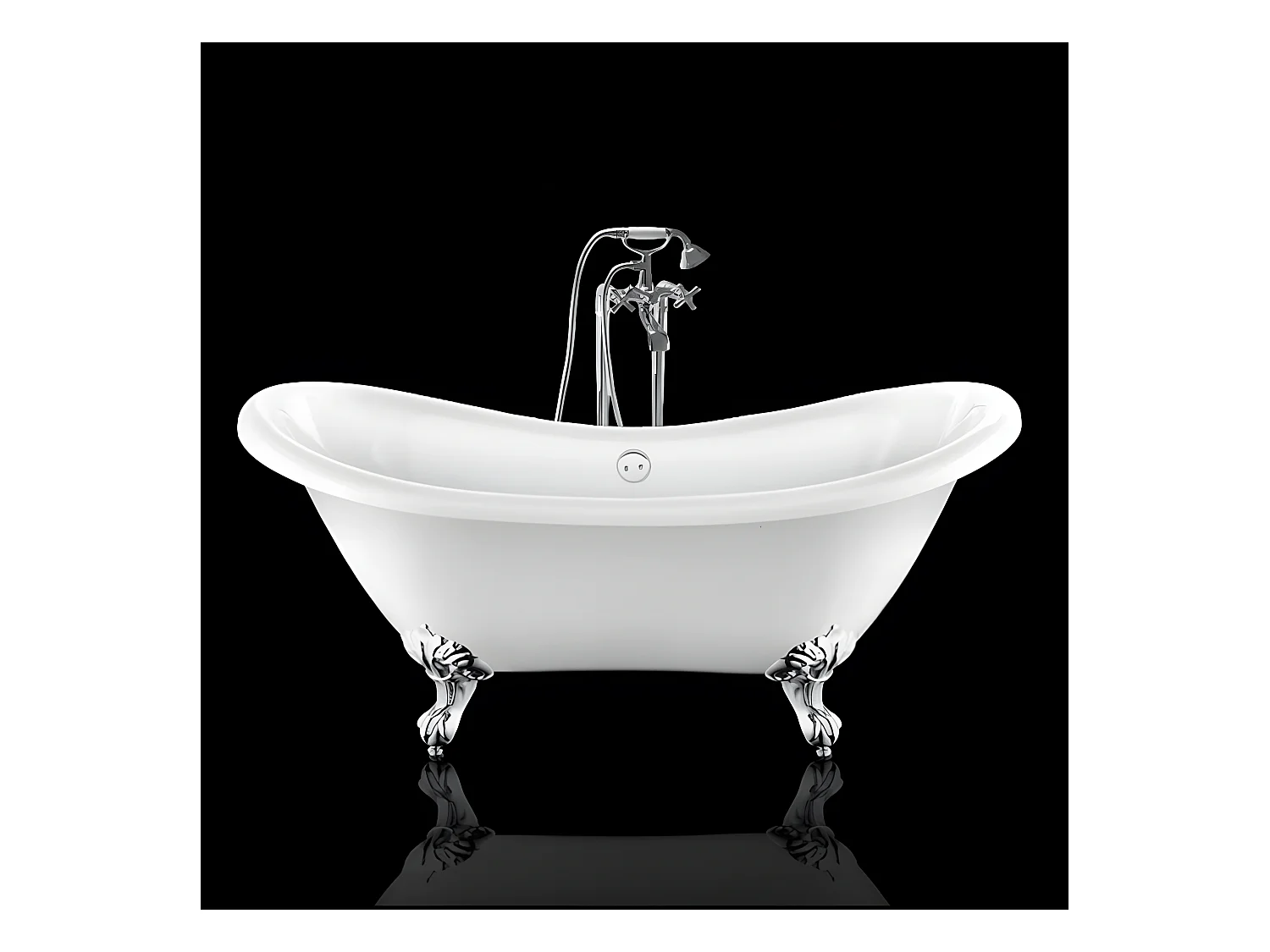 Freistehende Badewanne mit Füßen DARLINGTON Adlerfüße CHROM 175 cm