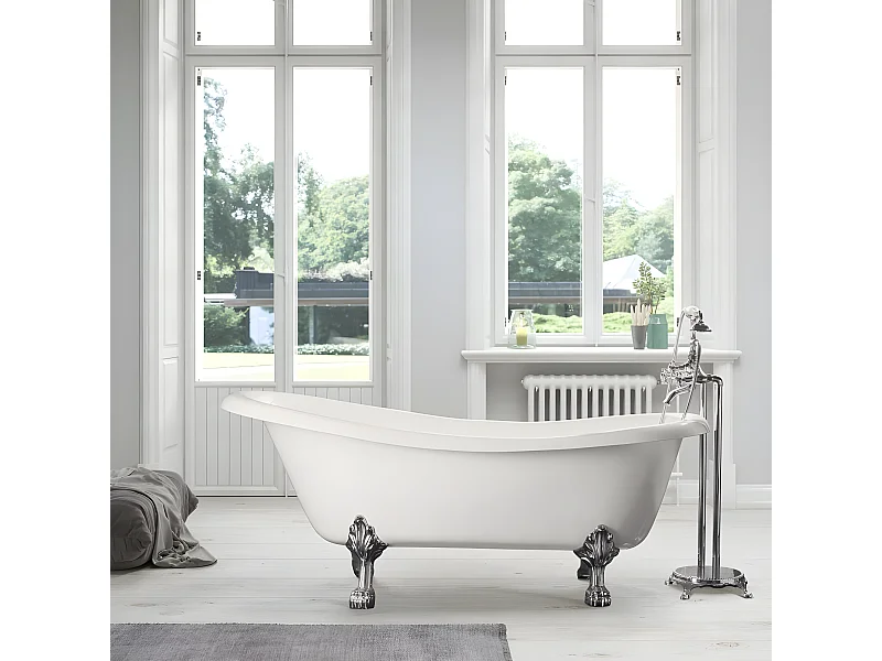 Bañera de Hierro LIVINGSTON blanca  170 cm Patas CROMADAS