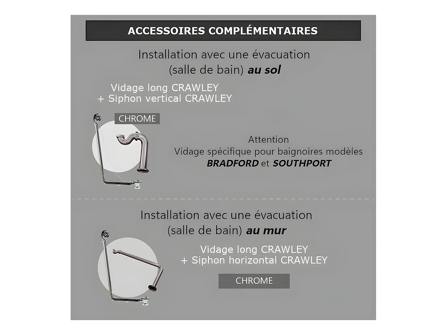 Bañera de Hierro BRADFORD negro con patas cromadas  180 cm