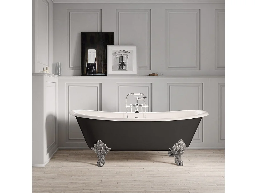 Bañera de Hierro BRADFORD negro con patas cromadas  180 cm