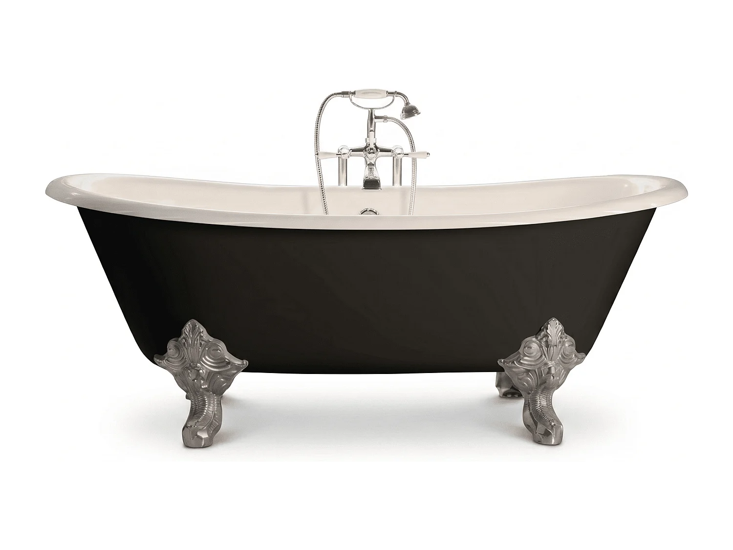 Bañera de Hierro BRADFORD negro con patas cromadas  180 cm