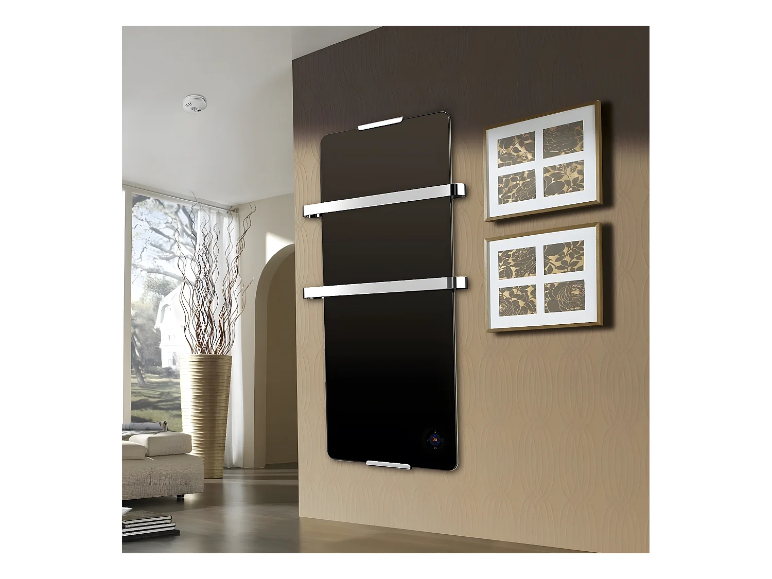 Radiateur sèche-serviettes électrique 900 W noir thermostat électronique