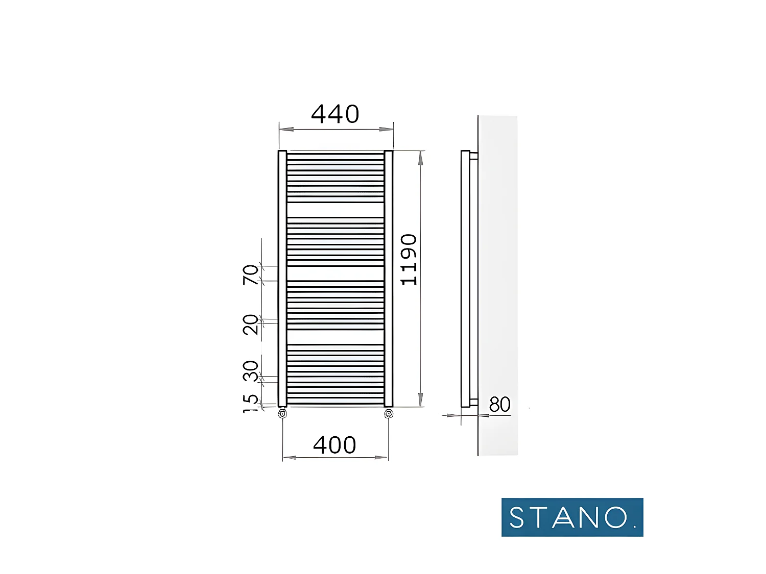 Radiateur sèche-serviettes eau chaude design BERYL 115 x 44 cm noir mat