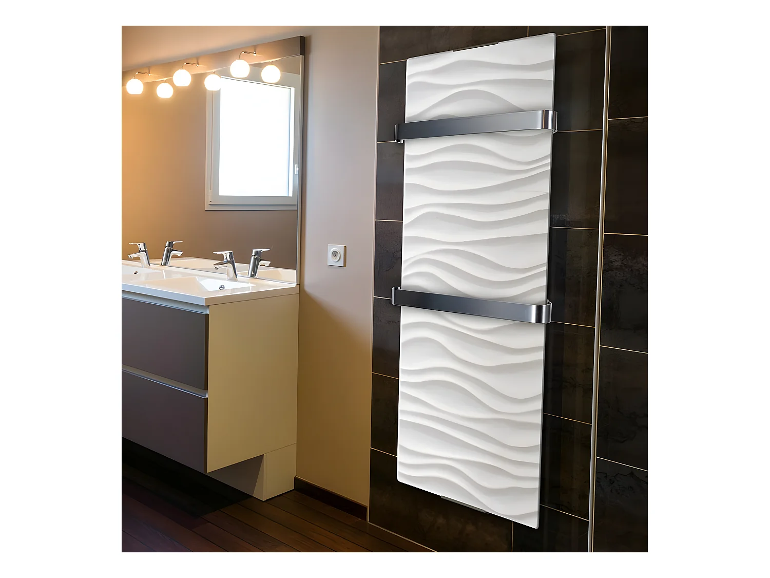 Radiateur sèche-serviettes électrique 1200 W ondulé blanc