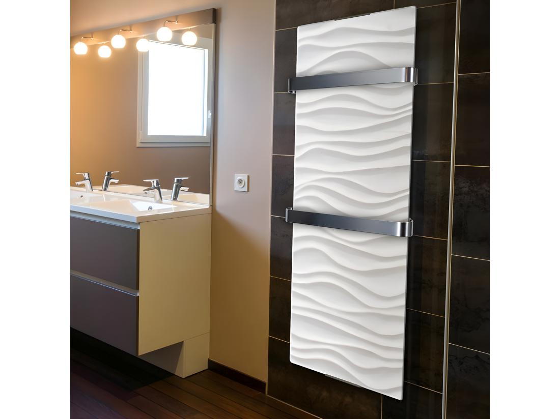 vente unique Radiateur sèche-serviettes électrique 1200 W ondulé blanc
