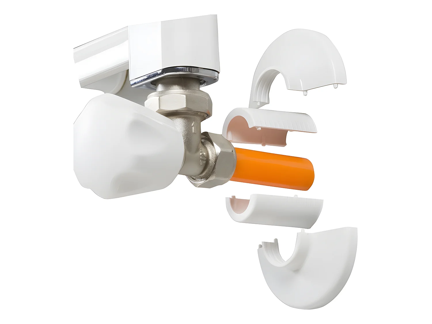 Robinet d'arrivée pour sèche-serviette blanc