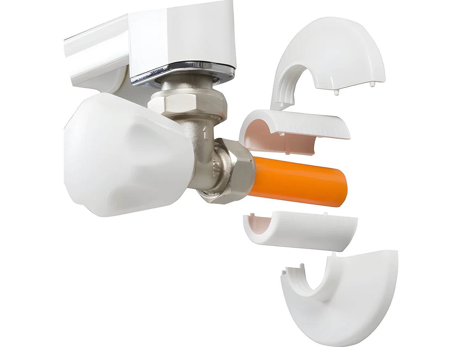 Robinet d'arrivée pour sèche-serviette blanc