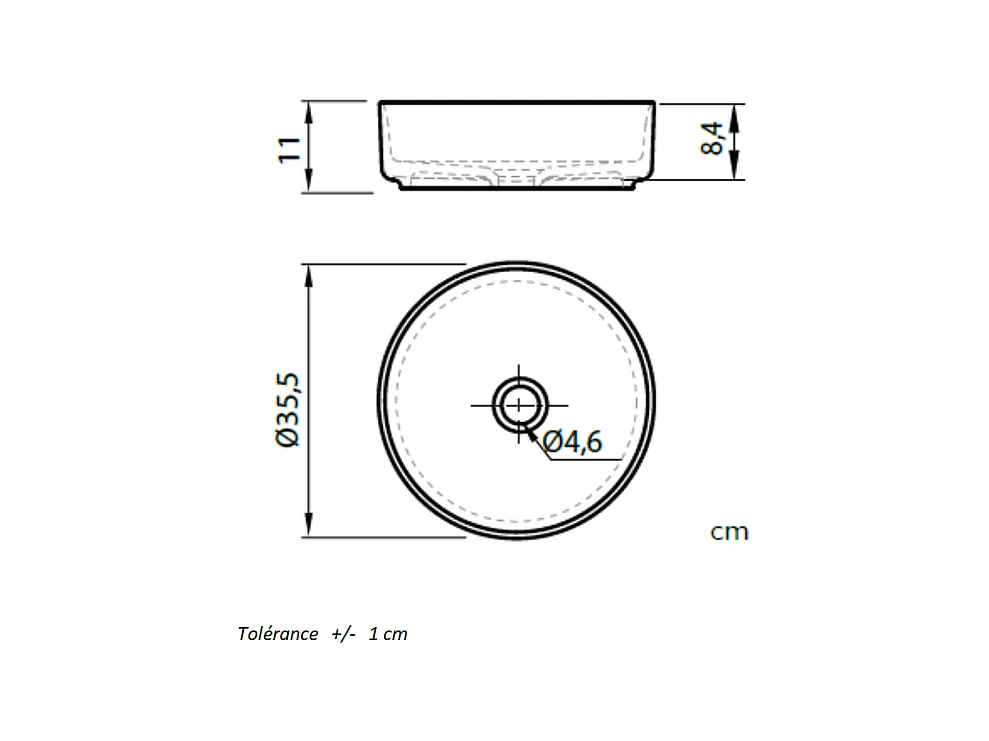 Vasque à poser ronde en céramique MARSALA noir mat Ø35.5 cm Noir mat