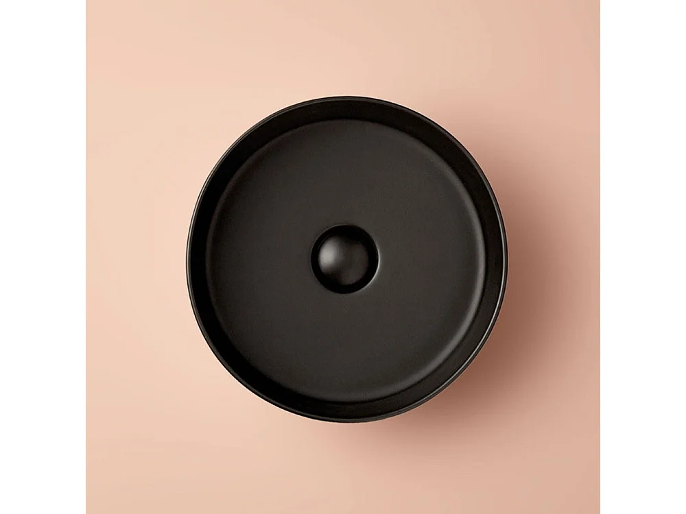 Lavabo sobre encimera redondo en cerámica MARSALA negro  Ø35.5 cm Negro mate