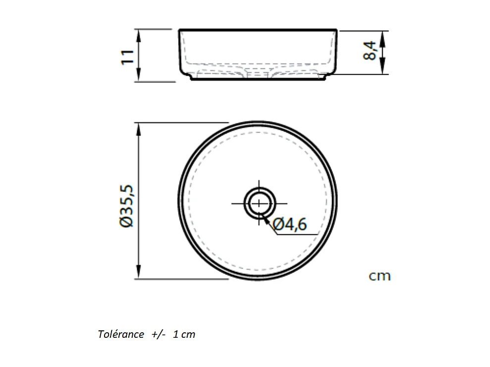 Lavabo sobre encimera redondo en cerámica MARSALA negro  Ø35.5 cm Negro mate