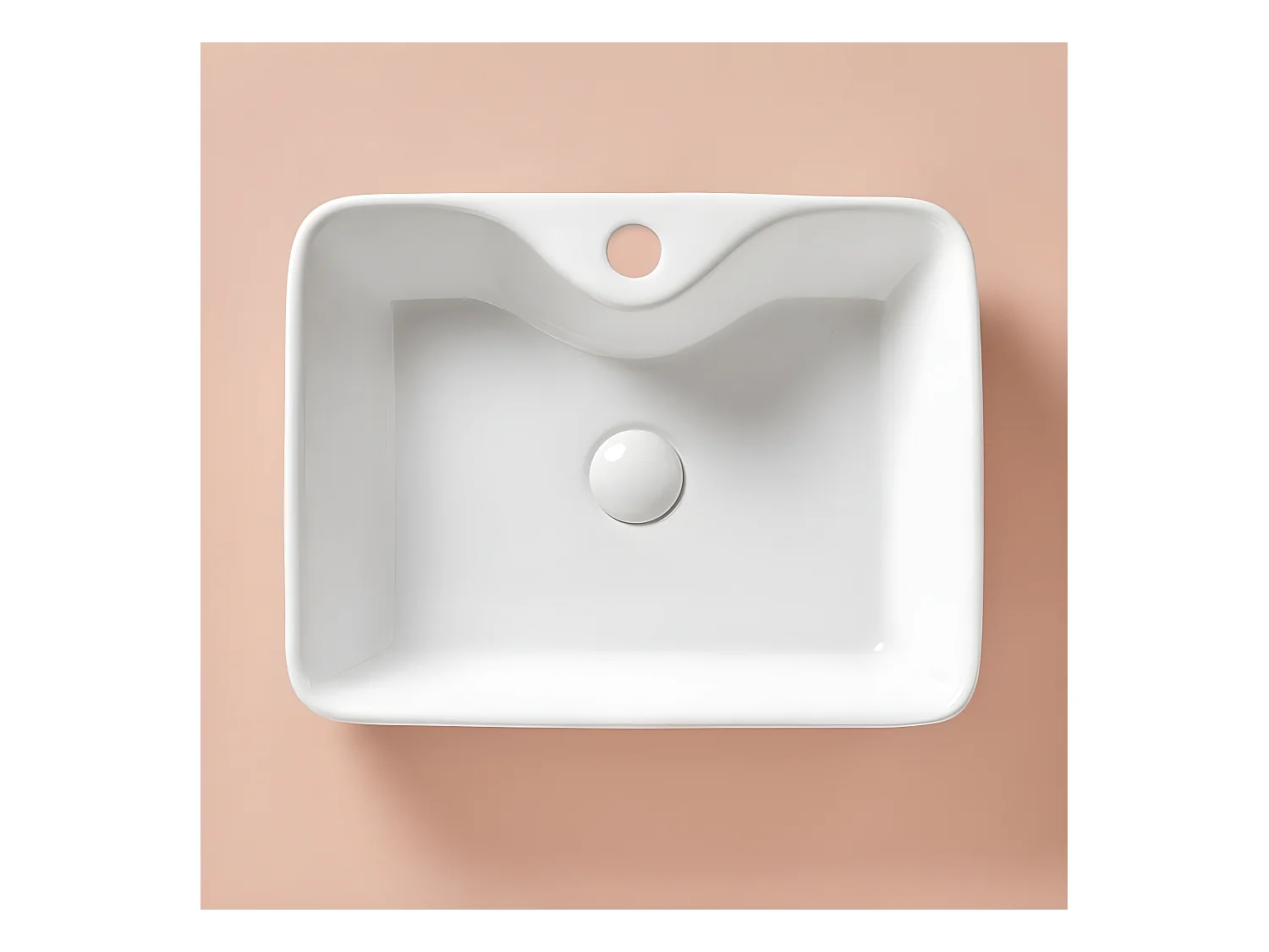 Lavabo blanco brillante sobre encimera cerámico LECCE 48 x 38 cm