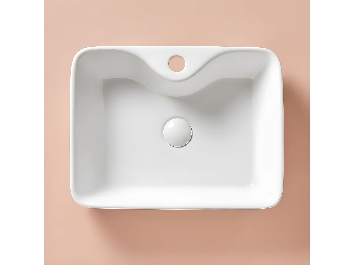 Lavabo blanco brillante sobre encimera cerámico LECCE 48 x 38 cm