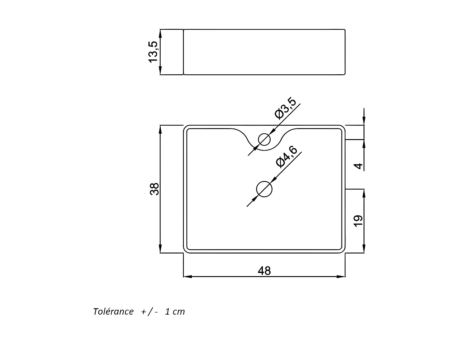 Lavabo blanco brillante sobre encimera cerámico LECCE 48 x 38 cm