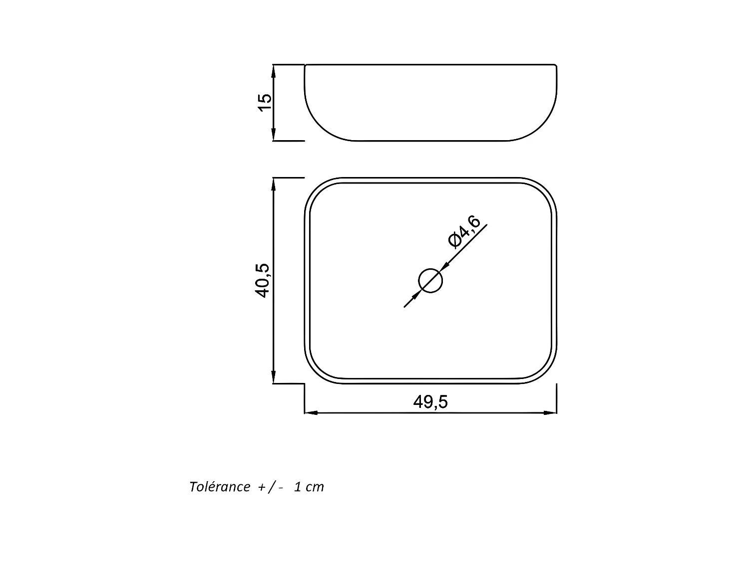 Lavabo blanco brillante sobre encimera cerámico NAPOLI 49,5 x 40,5 cm