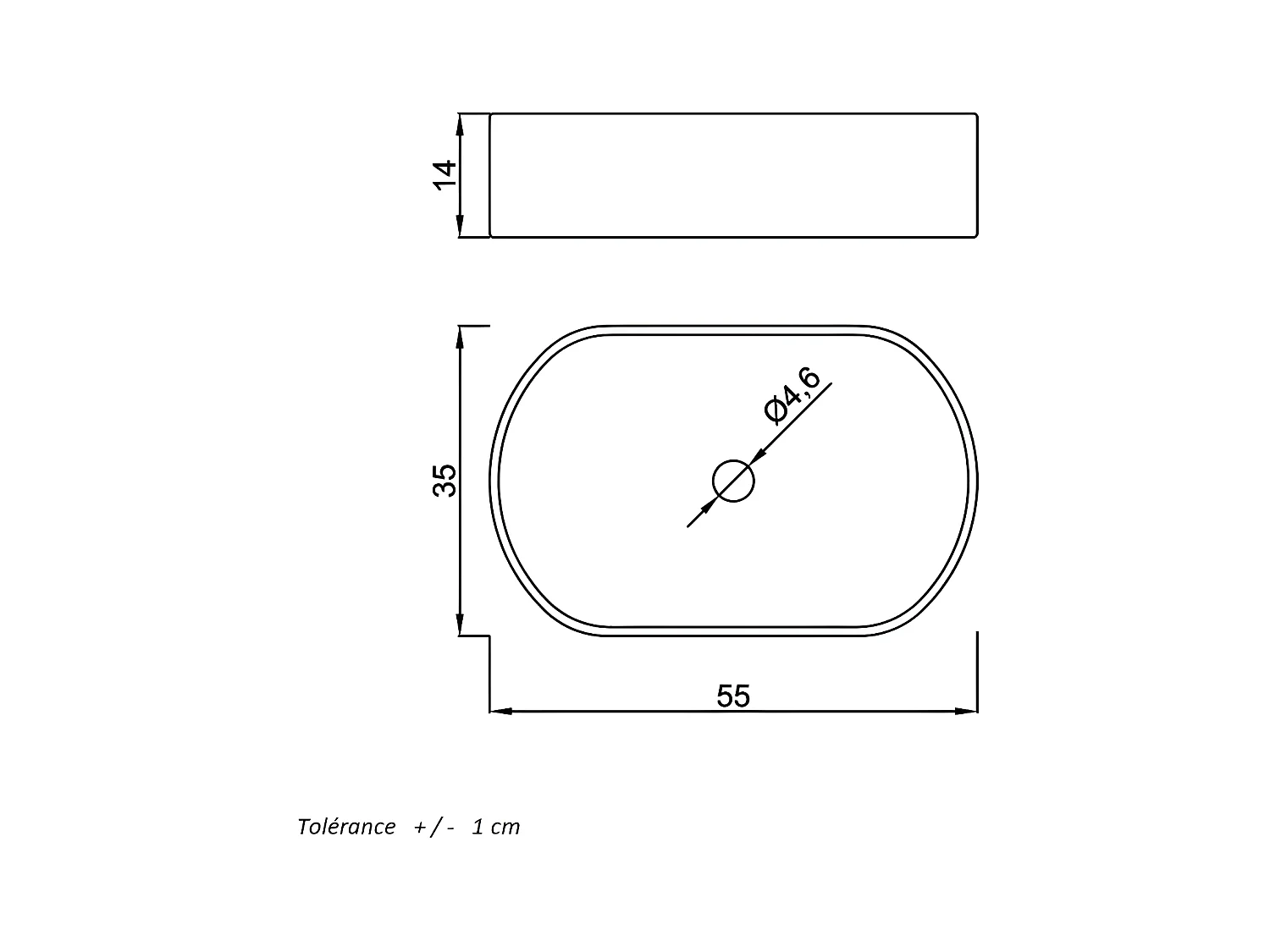 Lavabo sobre encimera en cerámica VERONA  55 x 35 cm