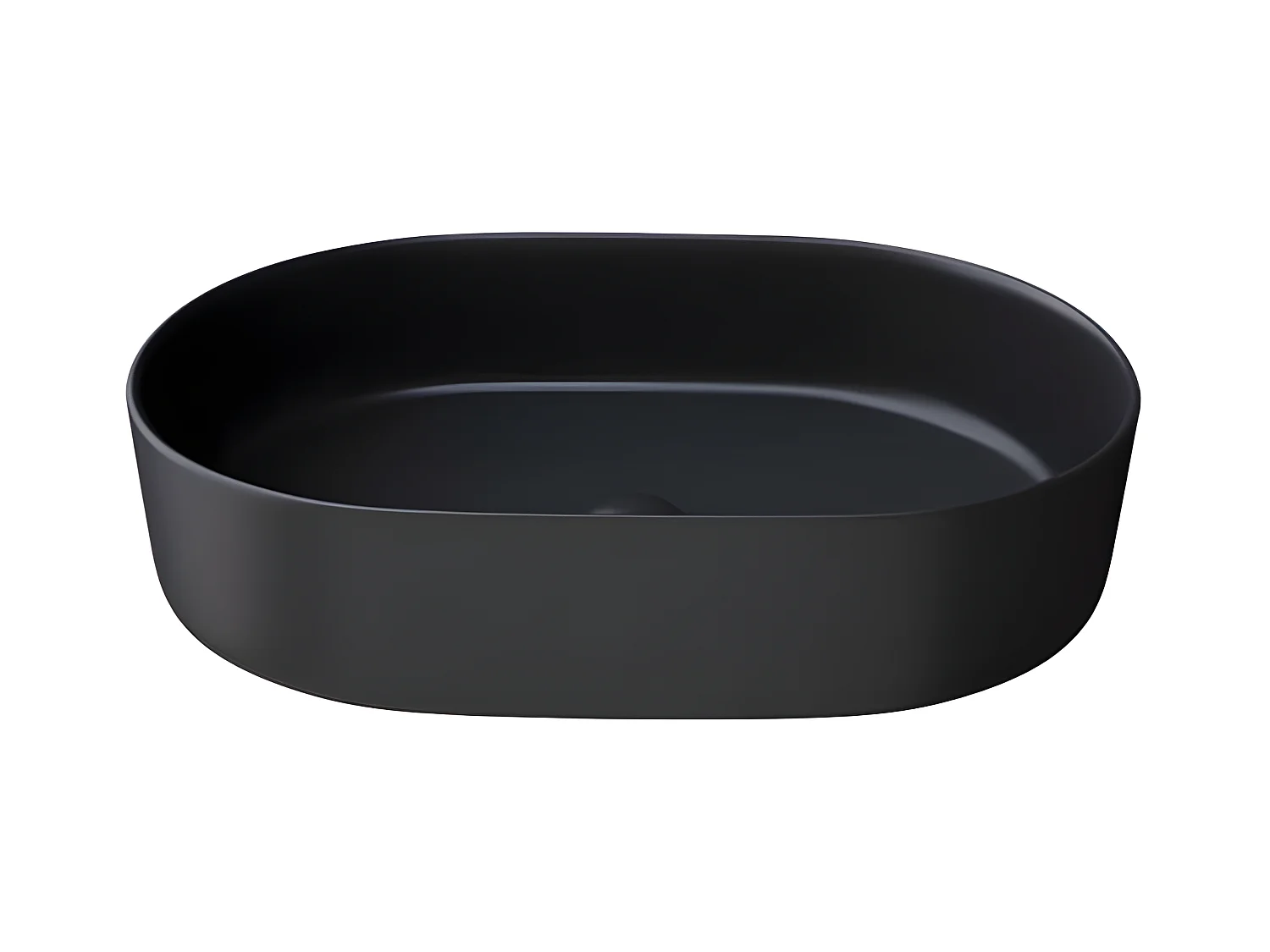 Lavabo sobre encimera cerámico TRAPANI 60x38 cm Negro mate