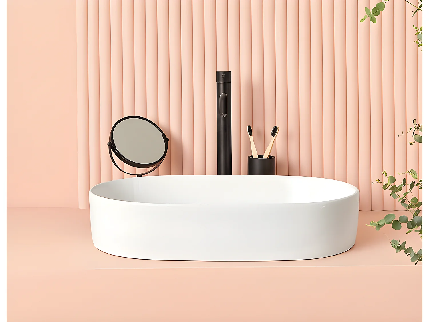 Vasque à poser en céramique TRAPANI noir mat 60 x 38 cm Noir mat